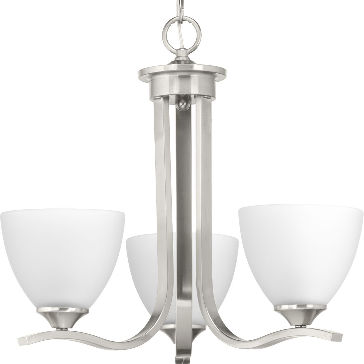 PROGRESS LIGHTING P400062-009 Brushed Nickel Laird Collection Three-Light Brushed Nickel Etched Glass Traditional Chandelier Light
