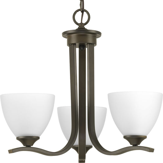 PROGRESS LIGHTING P400062-020 Antique Bronze Laird Collection Three-Light Antique Bronze Etched Glass Traditional Chandelier Light