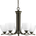 PROGRESS LIGHTING P400063-020 Antique Bronze Laird Collection Five-Light Antique Bronze Etched Glass Traditional Chandelier Light