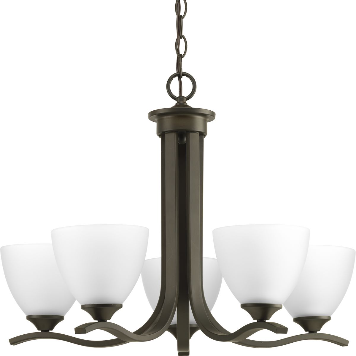 PROGRESS LIGHTING P400063-020 Antique Bronze Laird Collection Five-Light Antique Bronze Etched Glass Traditional Chandelier Light