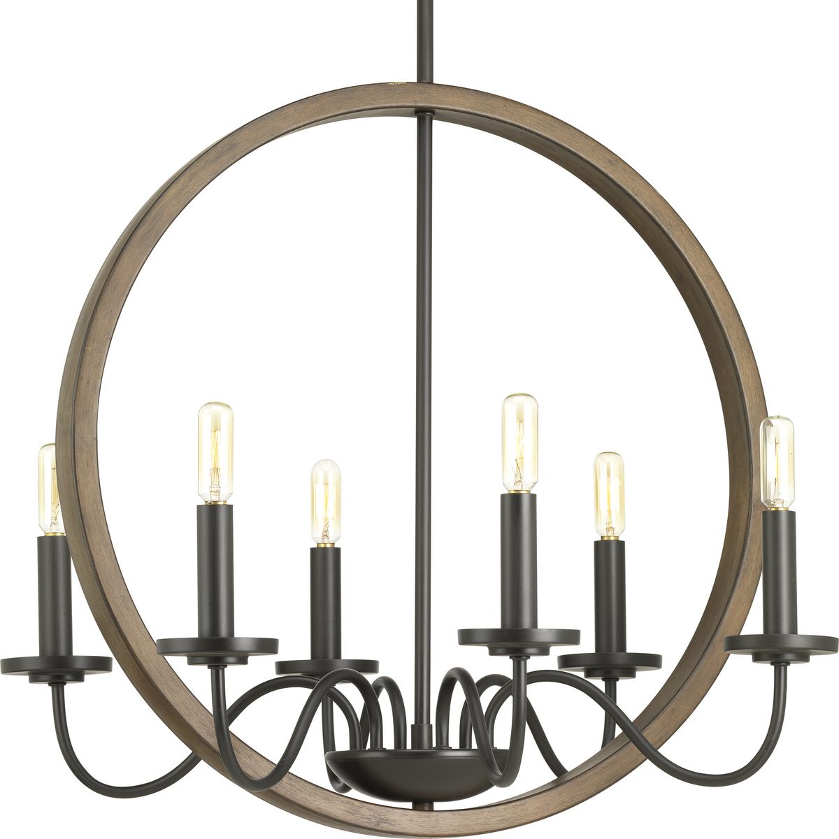PROGRESS LIGHTING P400081-020 Antique Bronze Fontayne Collection Six-Light Antique Bronze Farmhouse Chandelier Light