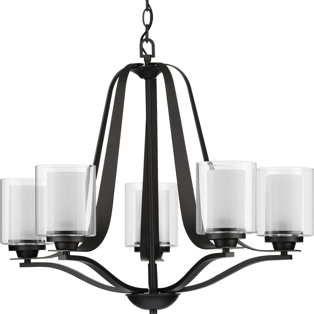 PROGRESS LIGHTING P400095-143 Graphite Kene Collection Five-Light Graphite Clear Glass Craftsman Chandelier Light