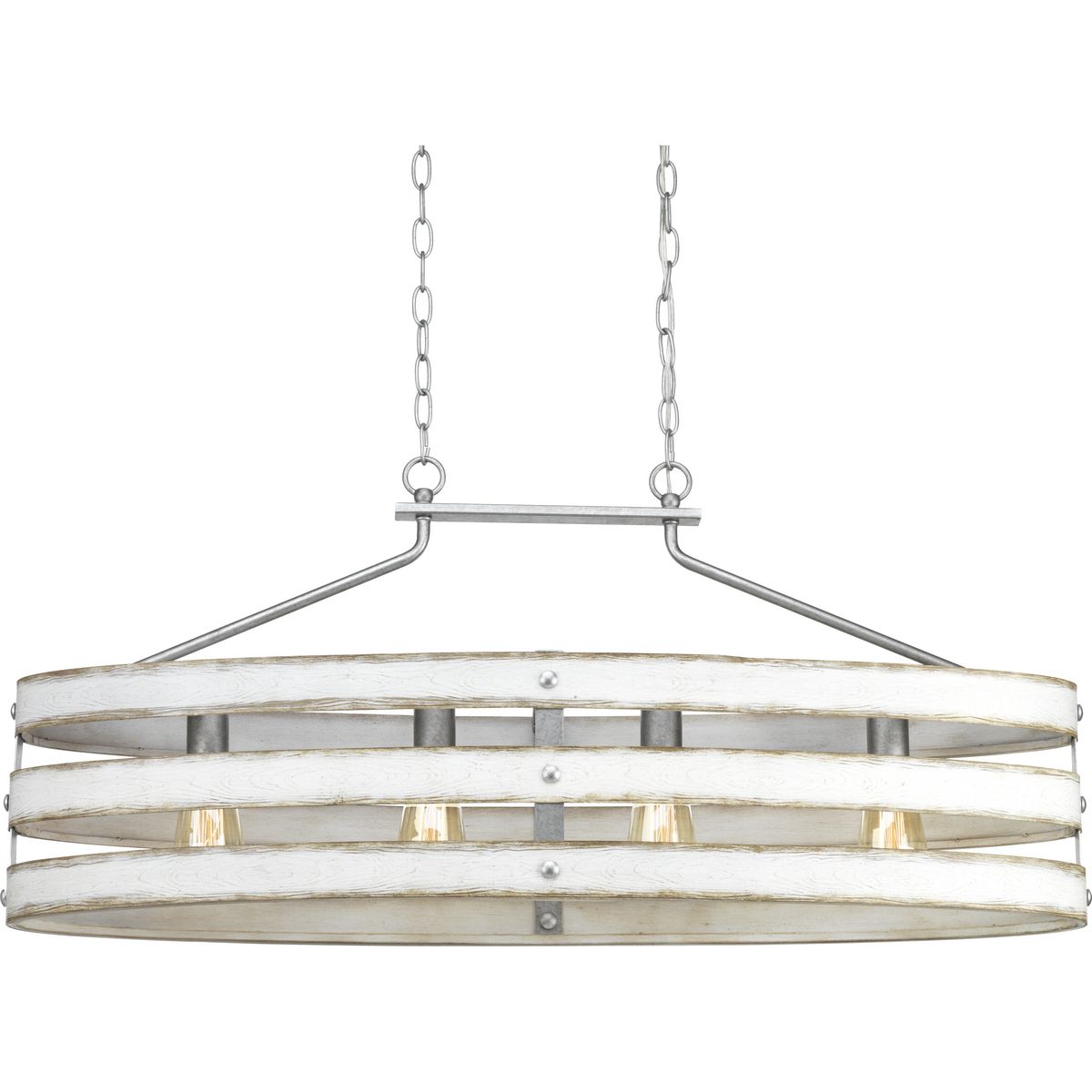 PROGRESS LIGHTING P400097-141 Galvanized Finish Gulliver Collection Four-Light Galvanized Finish Coastal Linear Chandelier Light