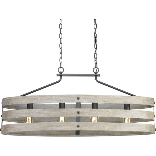 PROGRESS LIGHTING P400097-143 Graphite Gulliver Collection Four-Light Graphite Coastal Linear Chandelier Light