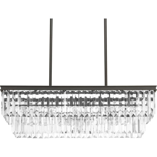 PROGRESS LIGHTING P400101-020 Antique Bronze Glimmer Collection Four-Light Antique Bronze Luxe Linear Chandelier Light