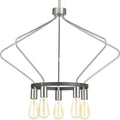 PROGRESS LIGHTING P400105-009 Brushed Nickel Hangar Collection Five-Light Brushed Nickel Farmhouse Chandelier Light