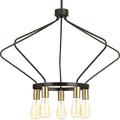 PROGRESS LIGHTING P400105-020 Antique Bronze Hangar Collection Five-Light Antique Bronze Farmhouse Chandelier Light