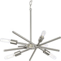 PROGRESS LIGHTING P400108-009 Brushed Nickel Astra Collection Six-Light Brushed Nickel Mid-Century Modern Chandelier Light