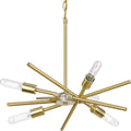 PROGRESS LIGHTING P400108-012 Satin Brass Astra Collection Six-Light 22" Satin Brass Modern Chandelier