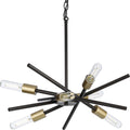 PROGRESS LIGHTING P400108-020 Antique Bronze Astra Collection Six-Light Antique Bronze Mid-Century Modern Chandelier Light
