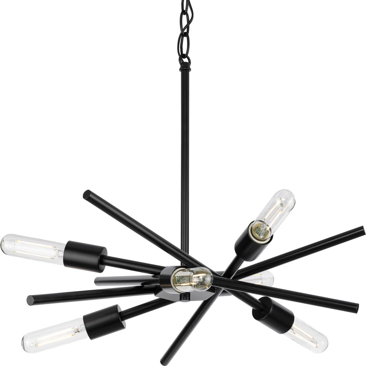 PROGRESS LIGHTING P400108-31M Matte Black Astra Collection Six-Light 22" Matte Black Modern Chandelier