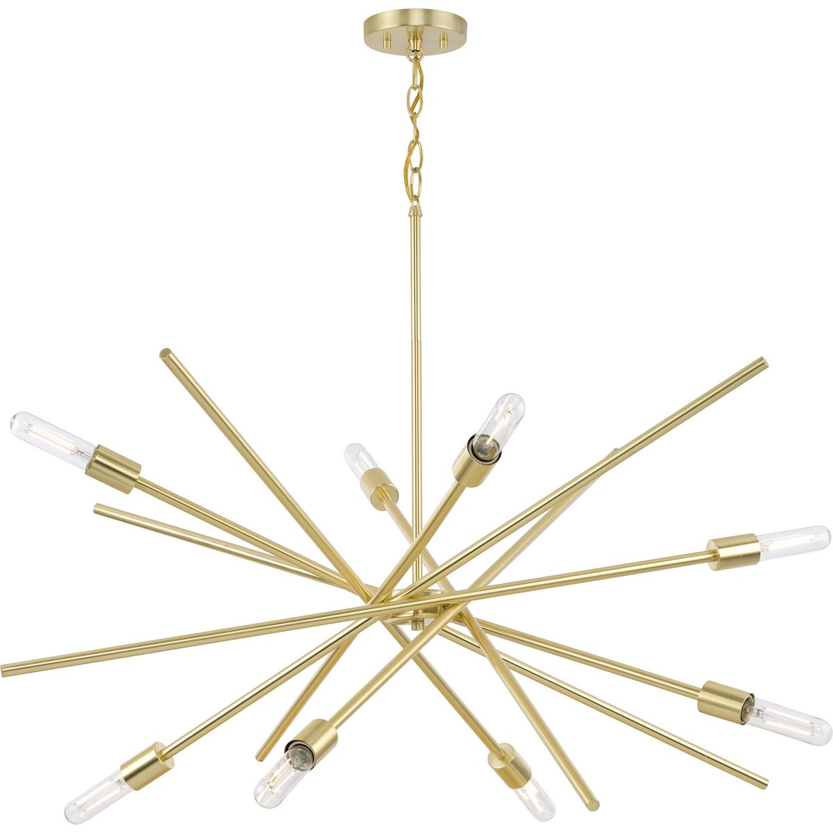 PROGRESS LIGHTING P400109-012 Satin Brass Astra Collection Eight-Light 42" Satin Brass Modern Chandelier