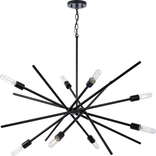 PROGRESS LIGHTING P400109-31M Matte Black Astra Collection Eight-Light 42" Matte Black Modern Chandelier