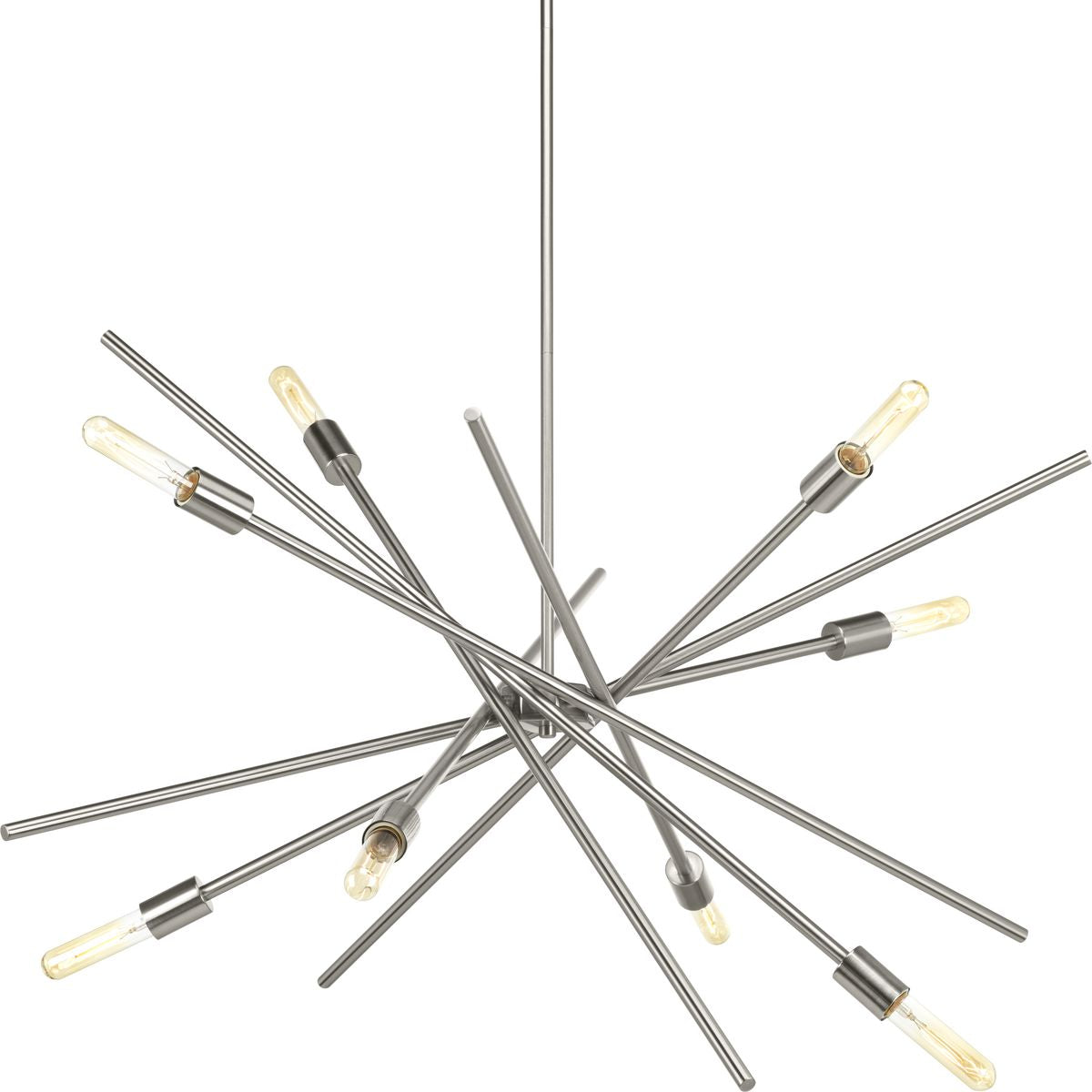 PROGRESS LIGHTING P400109-009 Brushed Nickel Astra Collection Eight-Light Brushed Nickel Mid-Century Modern Chandelier Light