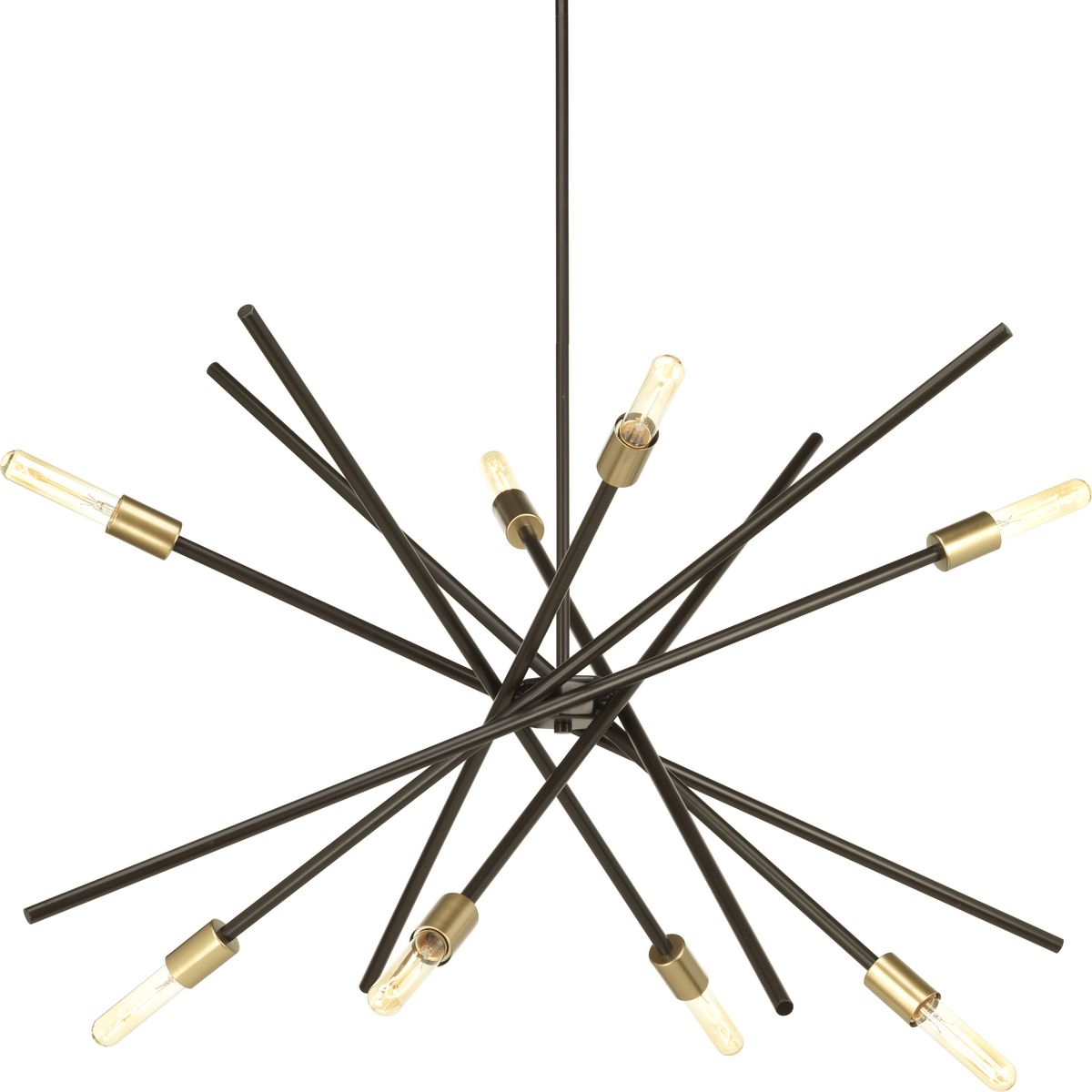 PROGRESS LIGHTING P400109-020 Antique Bronze Astra Collection Eight-Light Antique Bronze Mid-Century Modern Chandelier Light