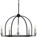 PROGRESS LIGHTING P400115-031 Matte Black Seneca Collection Five-Light Matte Black Farmhouse Chandelier Light