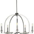 PROGRESS LIGHTING P400115-104 Polished Nickel Seneca Collection Five-Light Polished Nickel Farmhouse Chandelier Light
