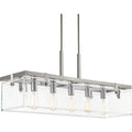 PROGRESS LIGHTING P400116-009 Brushed Nickel Glayse Collection Five-Light Brushed Nickel Clear Glass Luxe Linear Chandelier Light