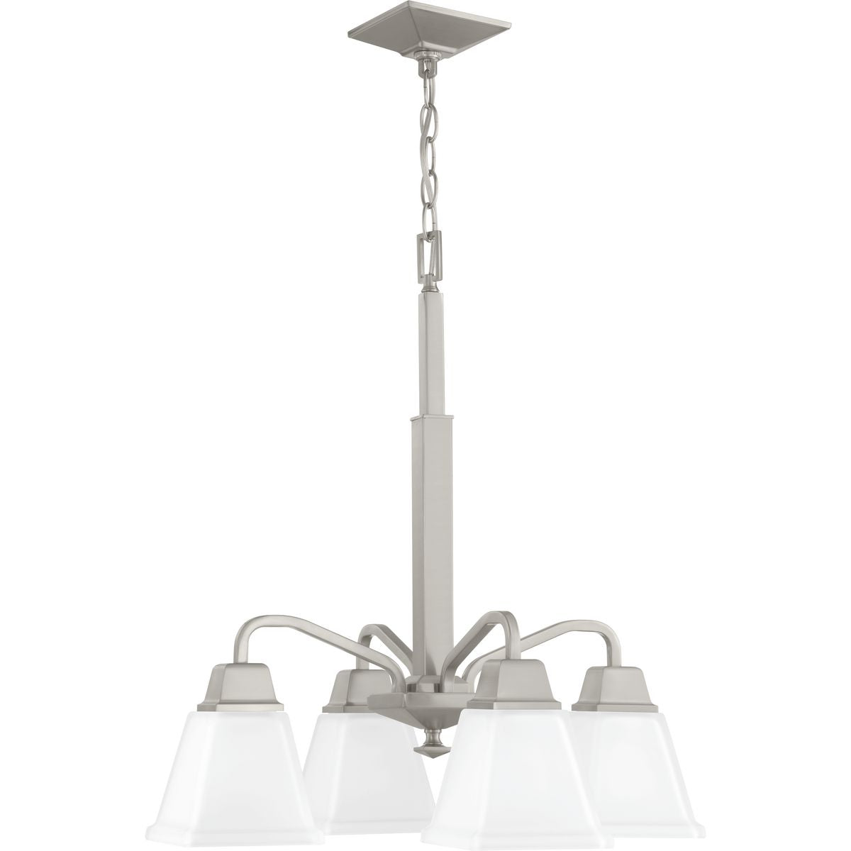 PROGRESS LIGHTING P400118-009 Brushed Nickel Clifton Heights Collection Four-Light Brushed Nickel Etched Glass Craftsman Chandelier Light