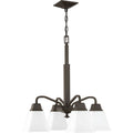 PROGRESS LIGHTING P400118-020 Antique Bronze Clifton Heights Collection Four-Light Antique Bronze Etched Glass Craftsman Chandelier Light