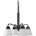 PROGRESS LIGHTING P400118-31M Matte Black Clifton Heights Collection Four-Light Modern Farmhouse Matte Black Etched Glass Chandelier Light