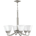 PROGRESS LIGHTING P400119-009 Brushed Nickel Clifton Heights Collection Six-Light Brushed Nickel Etched Glass Craftsman Chandelier Light