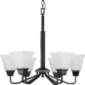 PROGRESS LIGHTING P400119-31M Matte Black Clifton Heights Collection Six-Light Modern Farmhouse Matte Black Etched Glass Chandelier Light
