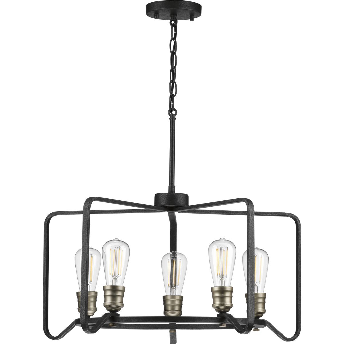 PROGRESS LIGHTING P400153-071 Gilded Iron Foster Collection Five-Light Gilded Iron Farmhouse Chandelier Light