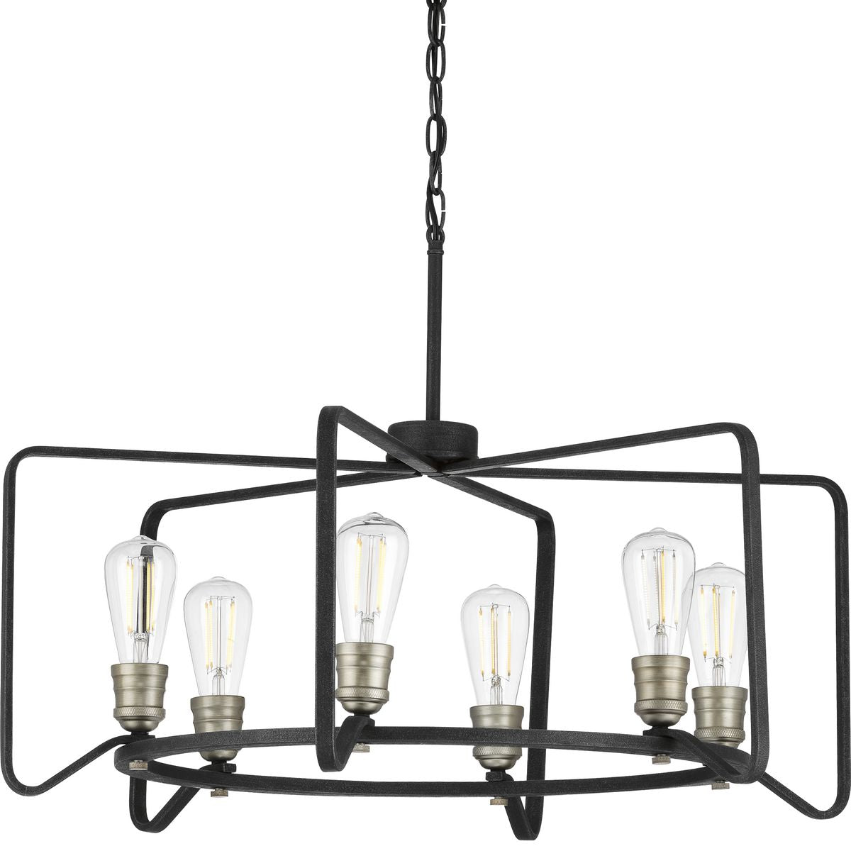 PROGRESS LIGHTING P400154-071 Gilded Iron Foster Collection Six-Light Gilded Iron Farmhouse Chandelier Light