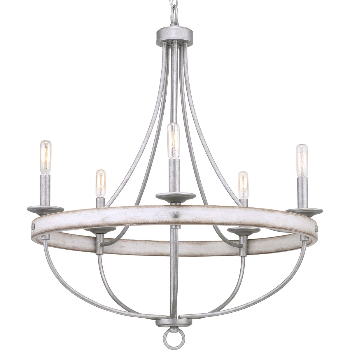 PROGRESS LIGHTING P400158-141 Galvanized Finish Gulliver Collection Five-Light Galvanized Finish Coastal Chandelier Light