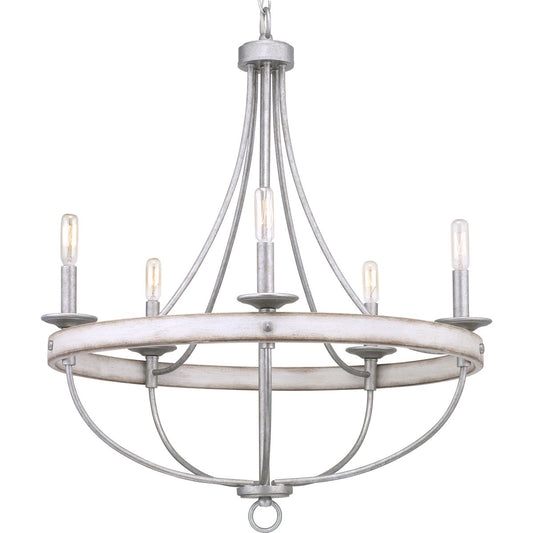 PROGRESS LIGHTING P400158-141 Galvanized Finish Gulliver Collection Five-Light Galvanized Finish Coastal Chandelier Light