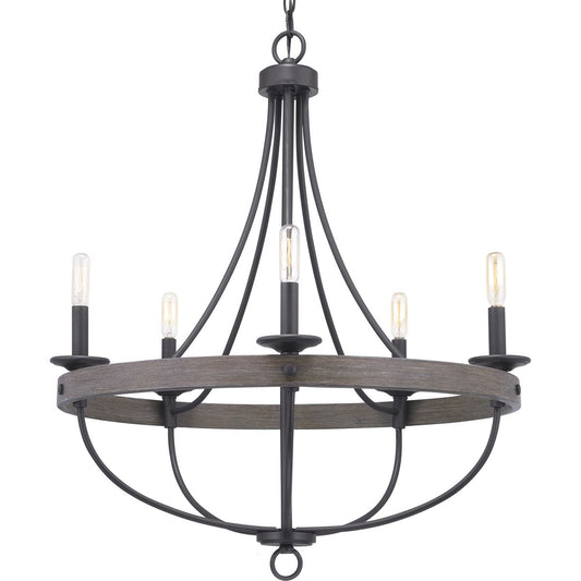 PROGRESS LIGHTING P400158-143 Graphite Gulliver Collection Five-Light Graphite Coastal Chandelier Light