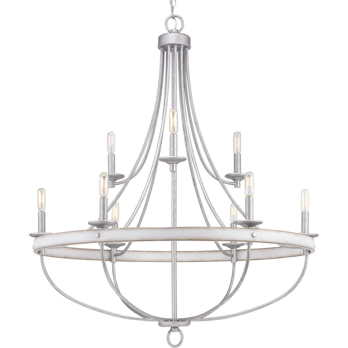 PROGRESS LIGHTING P400159-141 Galvanized Finish Gulliver Collection Nine-Light Galvanized Finish Coastal Chandelier Light