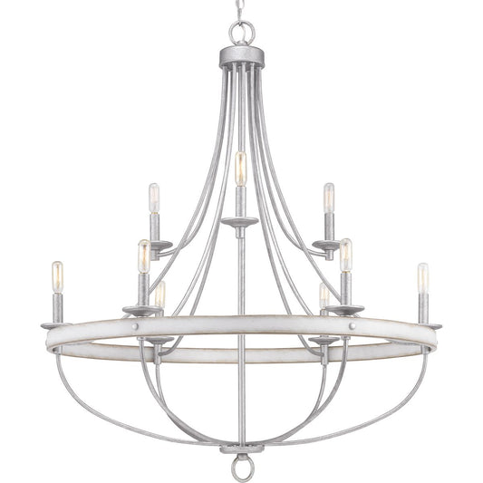 PROGRESS LIGHTING P400159-141 Galvanized Finish Gulliver Collection Nine-Light Galvanized Finish Coastal Chandelier Light