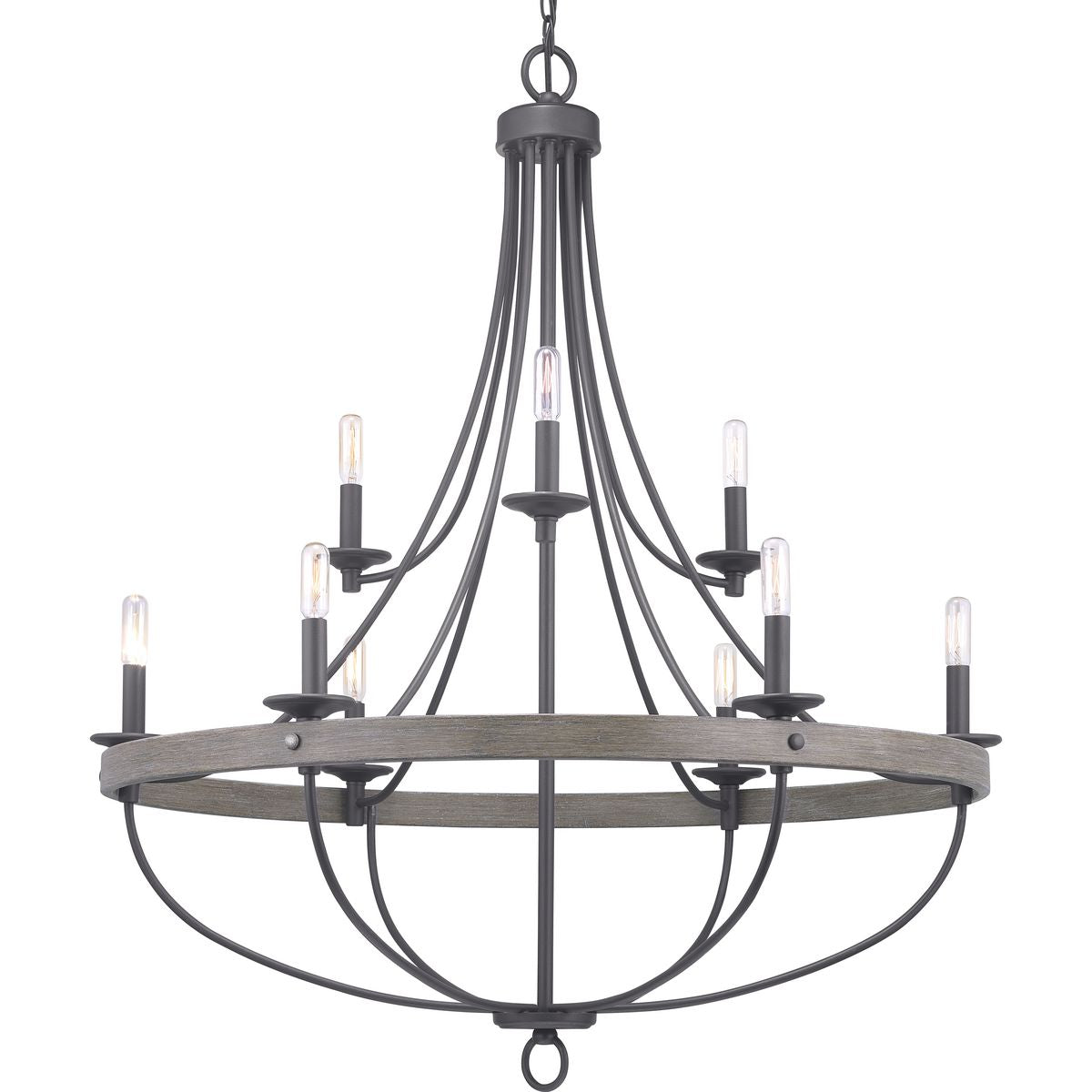 PROGRESS LIGHTING P400159-143 Graphite Gulliver Collection Nine-Light Graphite Coastal Chandelier Light