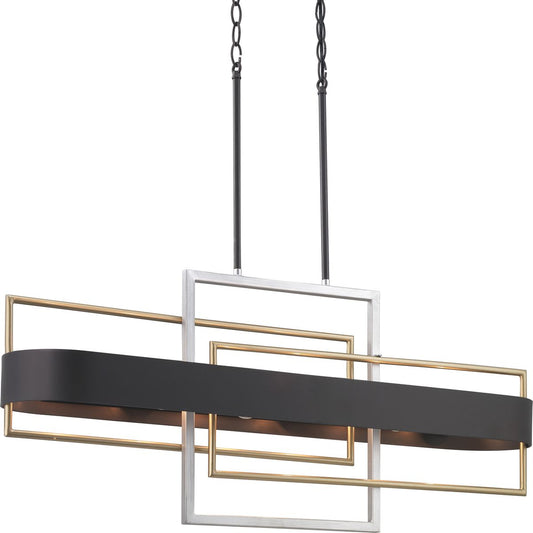 PROGRESS LIGHTING P400170-031 Matte Black Adagio Collection Six-Light Matte Black Luxe Chandelier Light