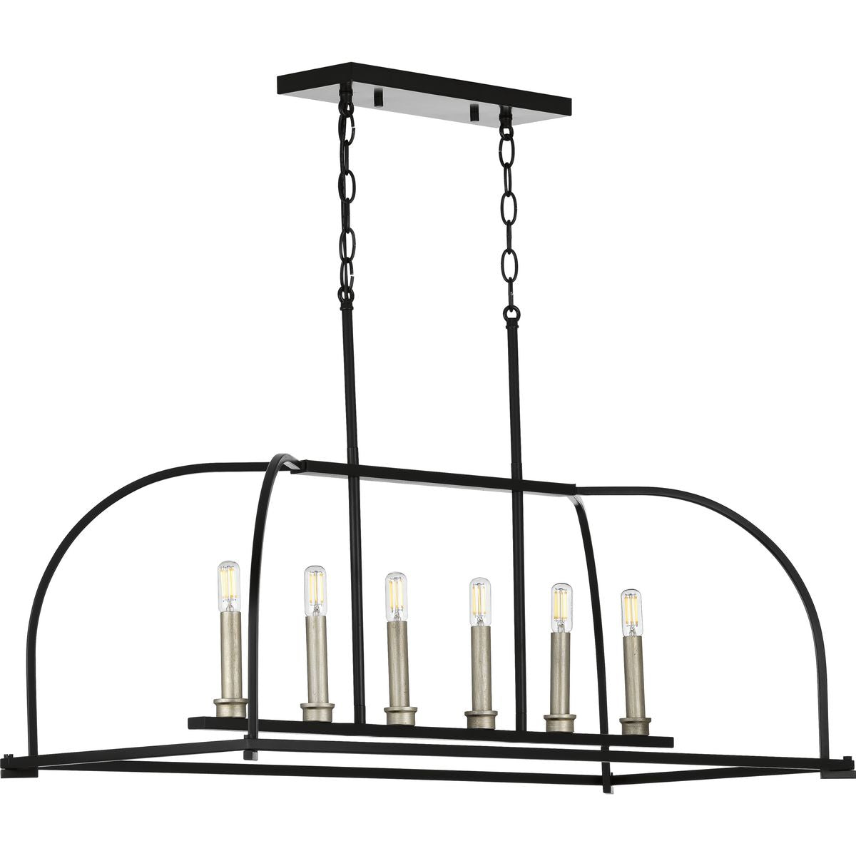 PROGRESS LIGHTING P400175-031 Matte Black Seneca Collection Six-Light Linear Chandelier