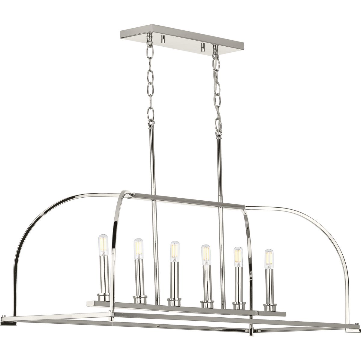 PROGRESS LIGHTING P400175-104 Polished Nickel Seneca Collection Six-Light Linear Chandelier