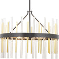 PROGRESS LIGHTING P400176-031 Matte Black Orrizo Collection Six-Light Matte Black Clear Glass Luxe Chandelier Light