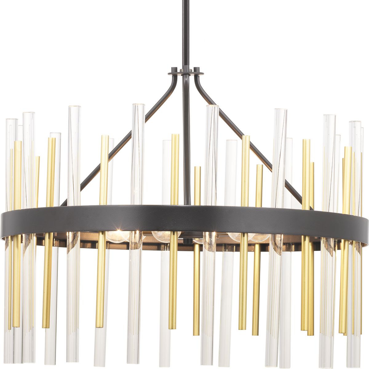 PROGRESS LIGHTING P400176-031 Matte Black Orrizo Collection Six-Light Matte Black Clear Glass Luxe Chandelier Light