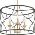 PROGRESS LIGHTING P400177-031 Matte Black Landree Collection Three-Light Matte Black Luxe Chandelier Light