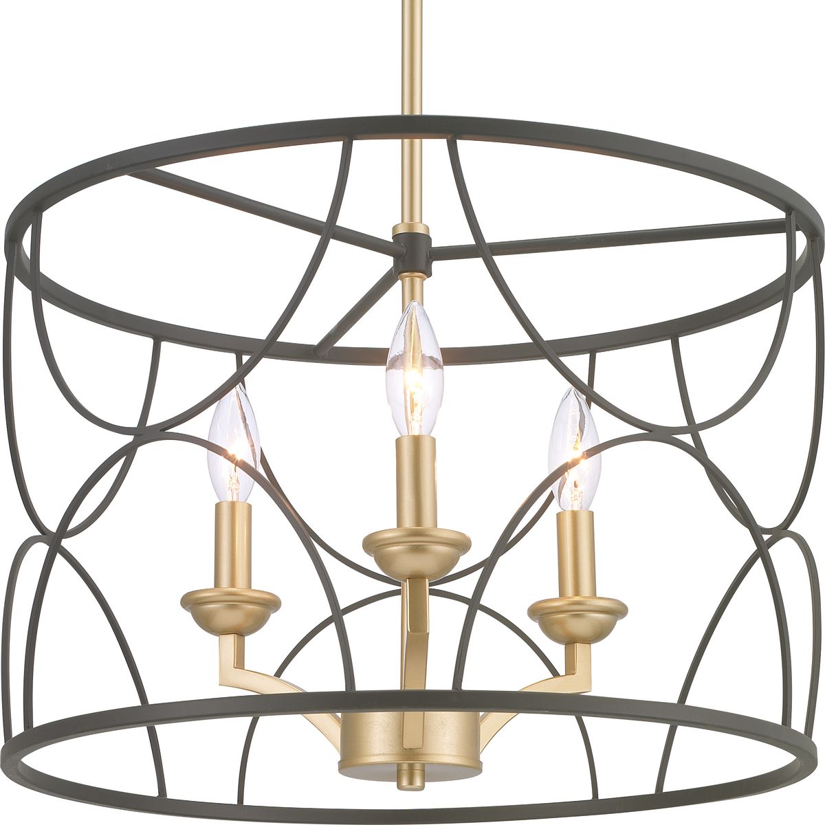 PROGRESS LIGHTING P400177-031 Matte Black Landree Collection Three-Light Matte Black Luxe Chandelier Light