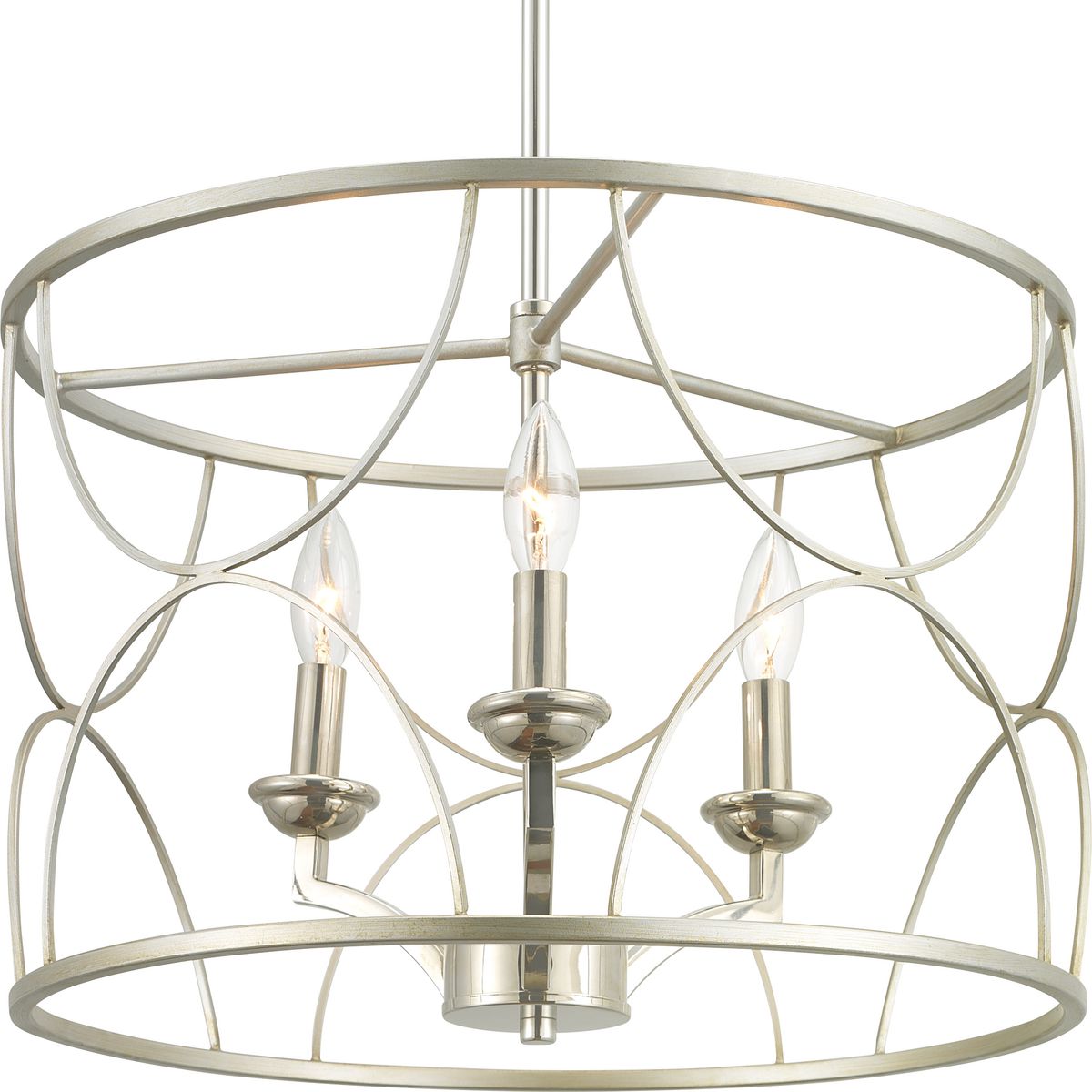 PROGRESS LIGHTING P400177-134 Silver Ridge Landree Collection Three-Light Silver Ridge Luxe Chandelier Light