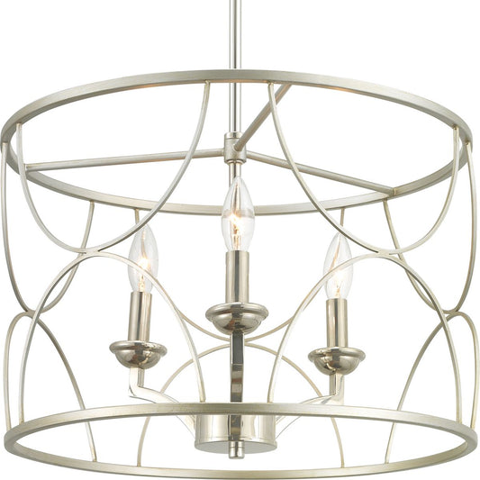 PROGRESS LIGHTING P400177-134 Silver Ridge Landree Collection Three-Light Silver Ridge Luxe Chandelier Light