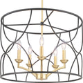 PROGRESS LIGHTING P400178-031 Matte Black Landree Collection Five-Light Matte Black Luxe Chandelier Light