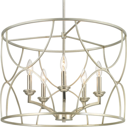 PROGRESS LIGHTING P400178-134 Silver Ridge Landree Collection Five-Light Silver Ridge Luxe Chandelier Light