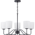PROGRESS LIGHTING P400182-031 Matte Black Tobin Collection Five-Light Matte Black Etched White Glass Modern Chandelier Light