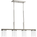 PROGRESS LIGHTING P400190-009 Brushed Nickel Mast Collection Four-Light Linear Chandelier