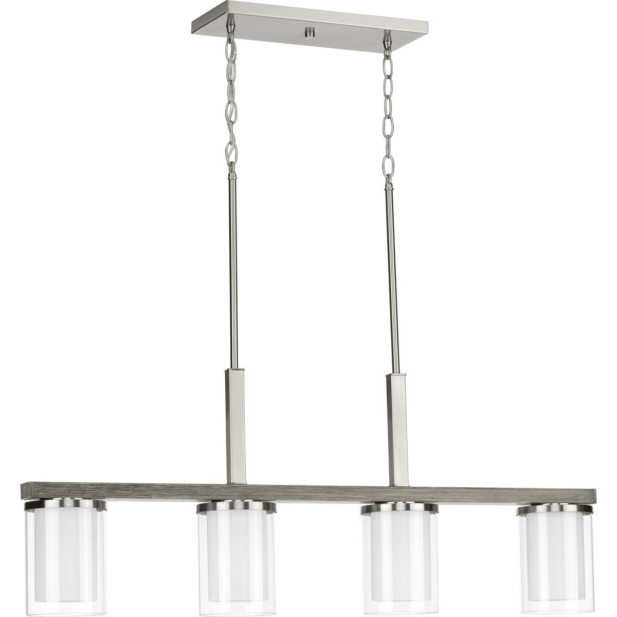 PROGRESS LIGHTING P400190-009 Brushed Nickel Mast Collection Four-Light Linear Chandelier