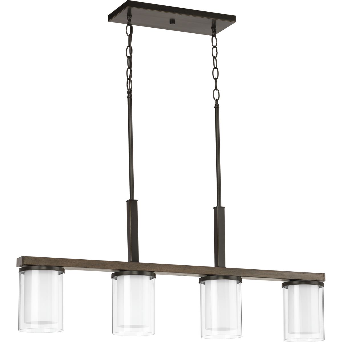 PROGRESS LIGHTING P400190-020 Antique Bronze Mast Collection Four-Light Linear Chandelier